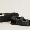 Noa Junior-Sandalen aus schwarzem Leder im Used-Look