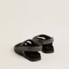 Noa Junior-Sandalen aus schwarzem Leder im Used-Look