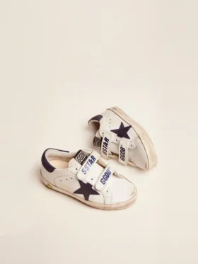 „Old School Young“ aus weißem Leder mit blauem Stern aus Wildleder und Fersenlasche