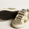 „Old School Young“ in Platin-Glitzer mit Lederstern und Fersenlasche