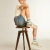„Old School Young“ in Platin-Glitzer mit Lederstern und Fersenlasche