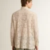 Oversize-Hemd aus cremefarbener, durchscheinender Spitze