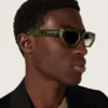 Rechteckige Sonnenbrille „Jamie“ mit Rahmen in grüner Marmoroptik