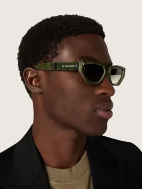 Rechteckige Sonnenbrille „Jamie“ mit Rahmen in grüner Marmoroptik