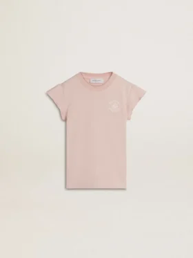 Rosa Mädchen-T-Shirt mit Rüschenärmeln und Stickerei
