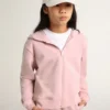 Rosa Sweatshirt mit Kapuze und silbernen Glitzersternen