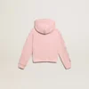 Rosa Sweatshirt mit Kapuze und silbernen Glitzersternen