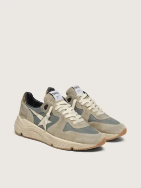 „Running Sole“ aus grauem Wildleder mit weißem Stern und weißer Fersenlasche