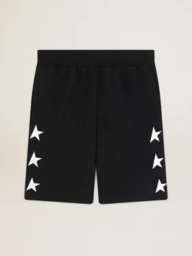 Schwarze Bermudashorts für Herren mit weißen Sternen