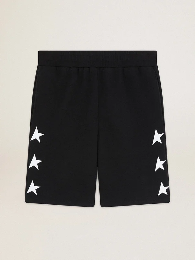 Schwarze Bermudashorts für Herren mit weißen Sternen