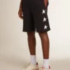 Schwarze Bermudashorts für Herren mit weißen Sternen