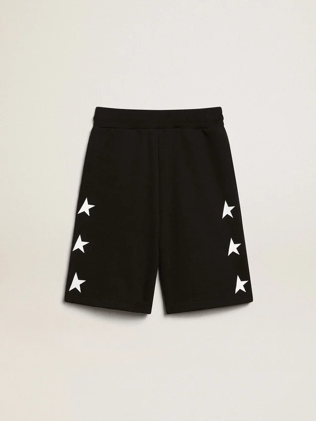 Schwarze Bermudashorts für Jungen mit weißen Sternen