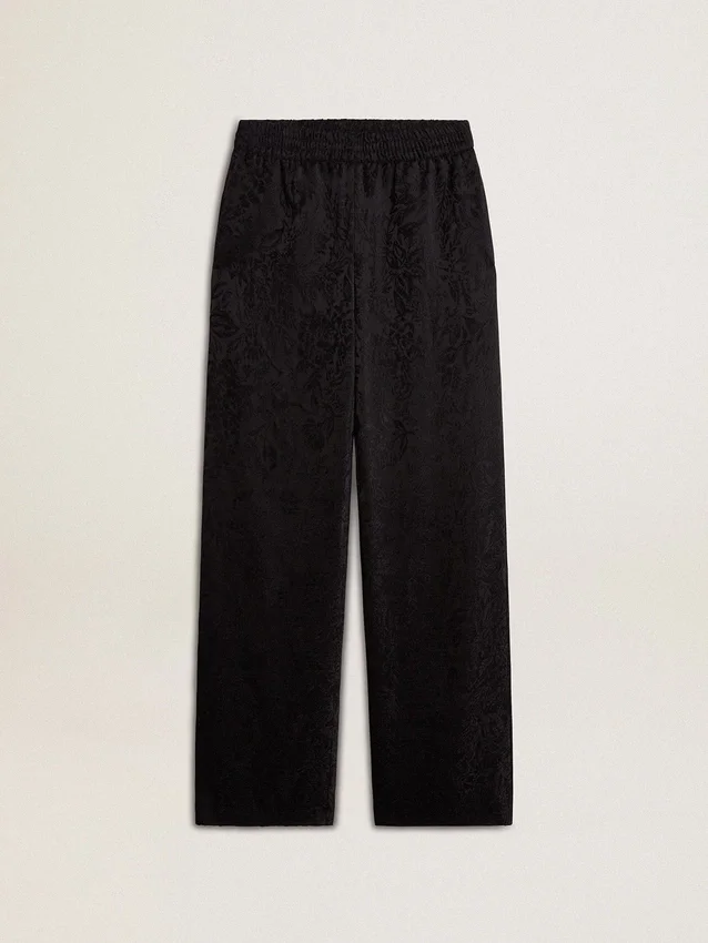 Schwarze Damen-Jogginghose mit Ton-in-Ton-Toile-de-Jouy-Print
