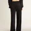 Schwarze Damen-Jogginghose mit Ton-in-Ton-Toile-de-Jouy-Print