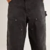 Schwarze Damenjeans aus Baumwolle im Distressed-Look mit Aufnähern auf der Vorderseite