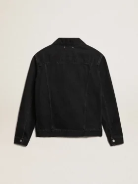 Schwarze Herren-Jeansjacke mit One-Wash-Effekt