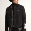 Schwarze Herren-Jeansjacke mit One-Wash-Effekt