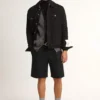Schwarze Herren-Jeansjacke mit One-Wash-Effekt