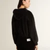 Schwarzer Damen-Hoodie aus Baumwollmischung mit Reißverschluss