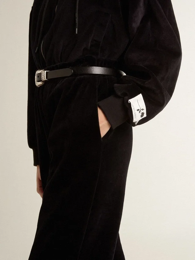 Schwarzer Damen-Hoodie aus Baumwollmischung mit Reißverschluss