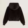 Schwarzer Damen-Hoodie aus Baumwollmischung mit Reißverschluss