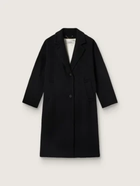 Schwarzer Einreiher-Cocoon-Mantel für Damen