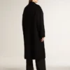 Schwarzer Einreiher-Cocoon-Mantel für Damen