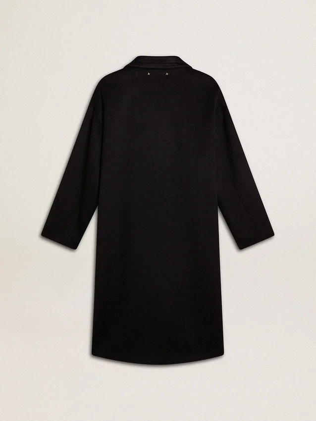 Schwarzer Einreiher-Cocoon-Mantel für Damen