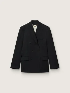 Schwarzer Herren-Blazer mit doppelreihigem Knopfverschluss