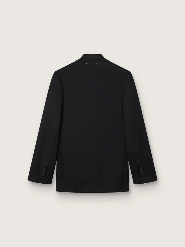 Schwarzer Herren-Blazer mit doppelreihigem Knopfverschluss