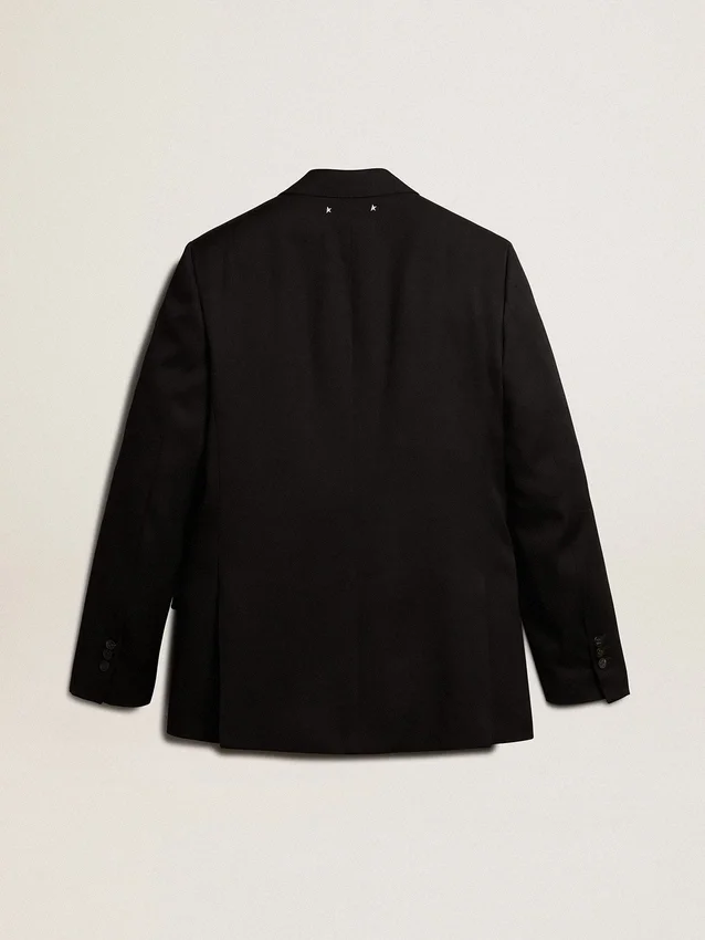 Schwarzer Herren-Blazer mit doppelreihigem Knopfverschluss