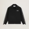 Schwarzes Damen-Sweatshirt mit Reißverschluss und weißen Sternen