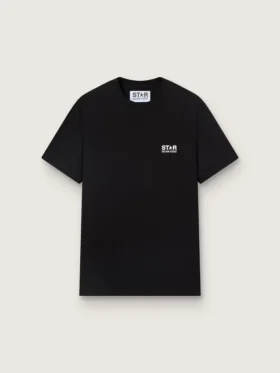 Schwarzes Herren-Hemd mit kontrastierendem weißem Logo und Stern
