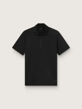 Schwarzes Herren-Sport-Polohemd mit Reißverschluss