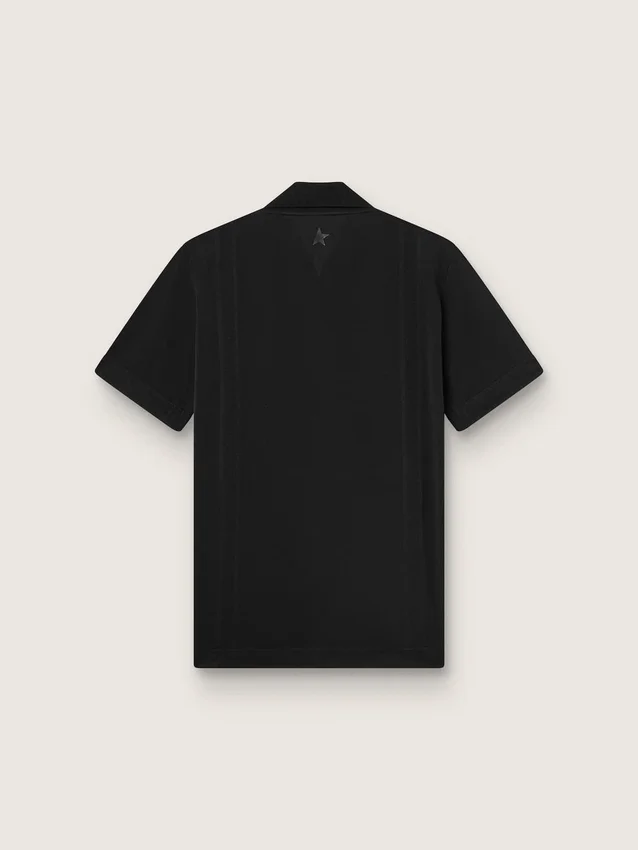 Schwarzes Herren-Sport-Polohemd mit Reißverschluss