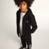 Schwarzes Kapuzensweatshirt mit kontrastierendem weißem Stern und Logo