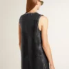 Schwarzes Nappalederkleid für Damen mit Nieten