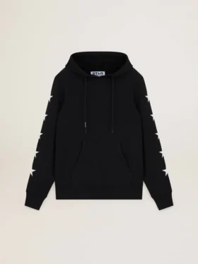 Schwarzes Sweatshirt aus der Alighiero Star Collection mit kontrastierenden weißen Sternen