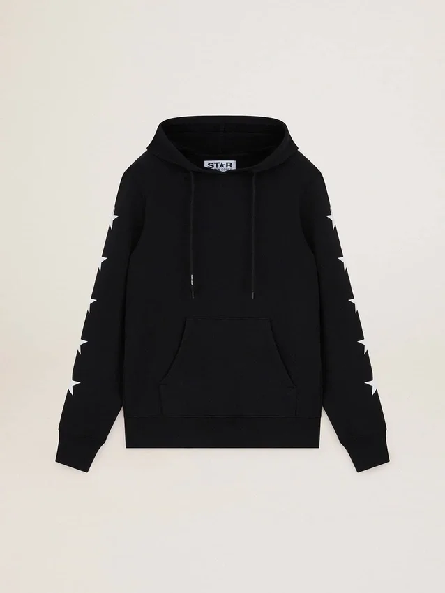 Schwarzes Sweatshirt aus der Alighiero Star Collection mit kontrastierenden weißen Sternen