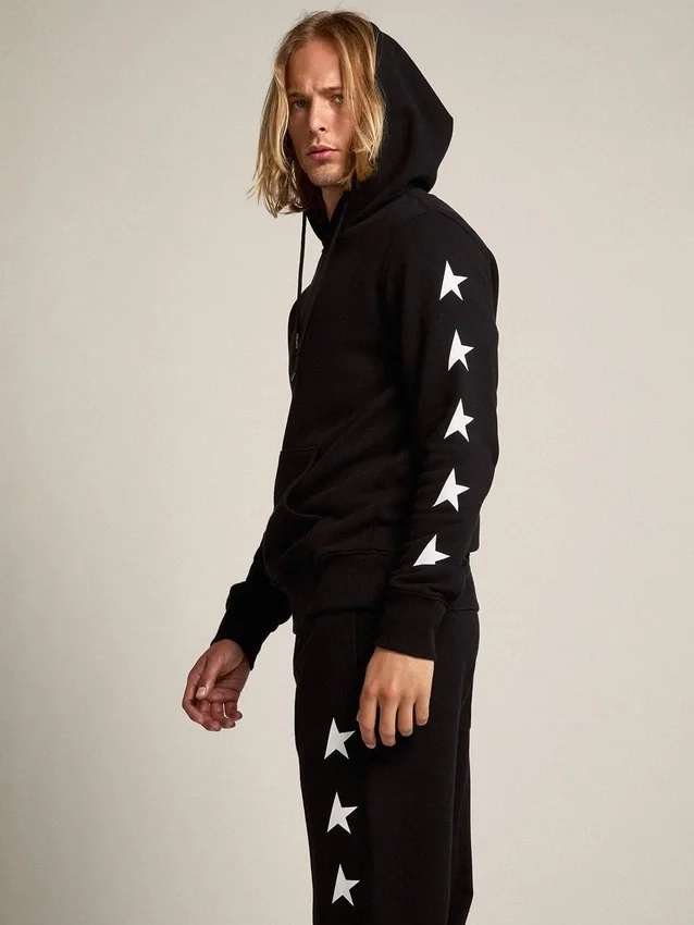Schwarzes Sweatshirt aus der Alighiero Star Collection mit kontrastierenden weißen Sternen