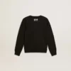 Schwarzes Sweatshirt für Jungen mit weißem Maxi-Stern auf der Vorderseite