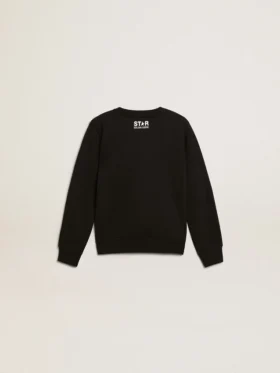 Schwarzes Sweatshirt für Jungen mit weißem Maxi-Stern auf der Vorderseite
