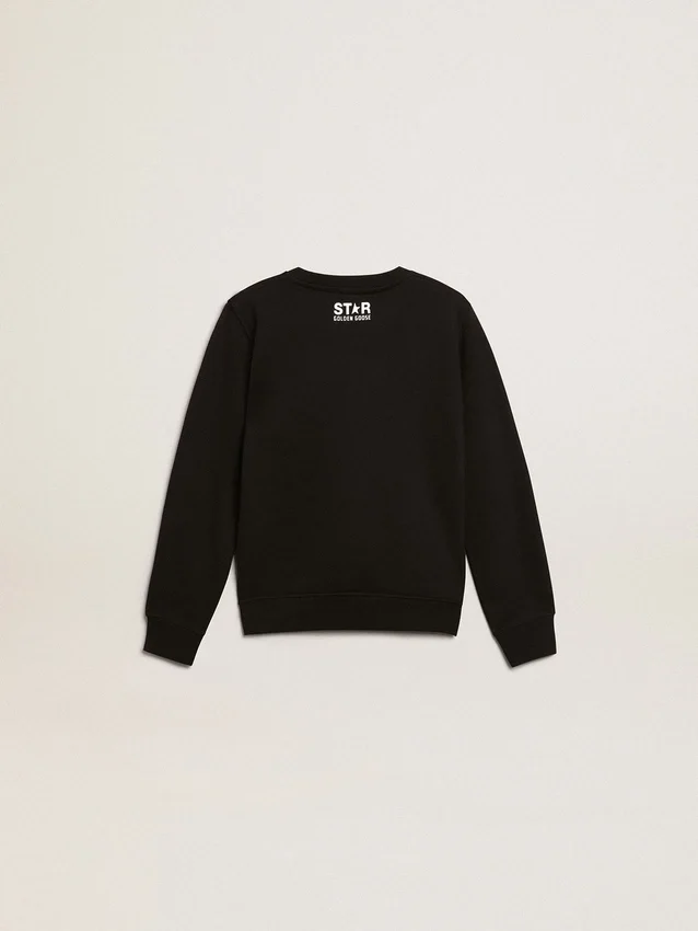 Schwarzes Sweatshirt für Jungen mit weißem Maxi-Stern auf der Vorderseite