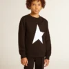 Schwarzes Sweatshirt für Jungen mit weißem Maxi-Stern auf der Vorderseite
