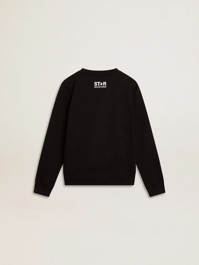 Schwarzes Sweatshirt für Jungen mit weißem Maxi-Stern auf der Vorderseite