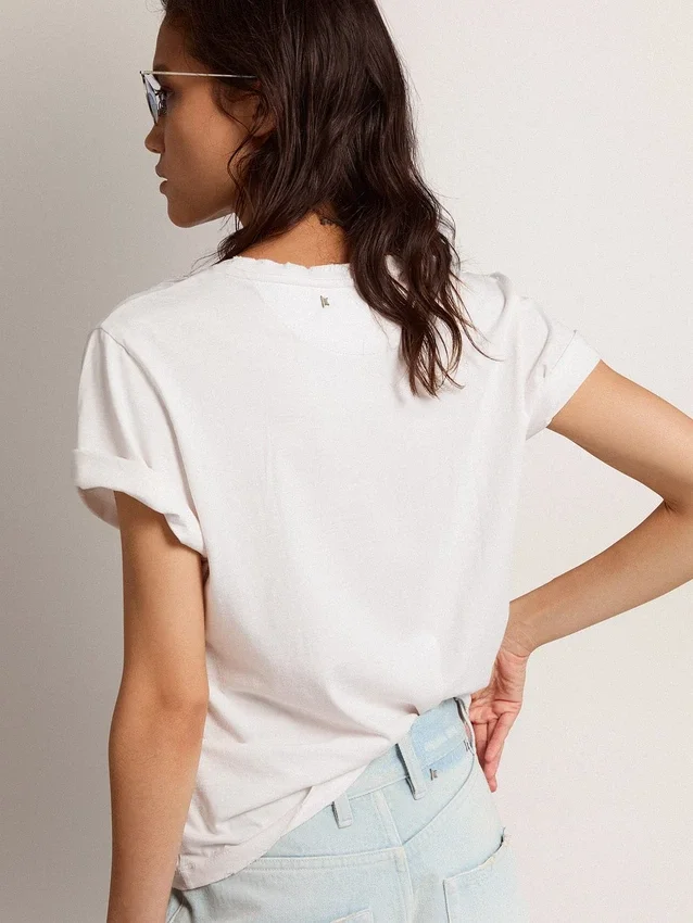 Slim-Fit-Damen-Hemd in Weiß mit Used-Optik