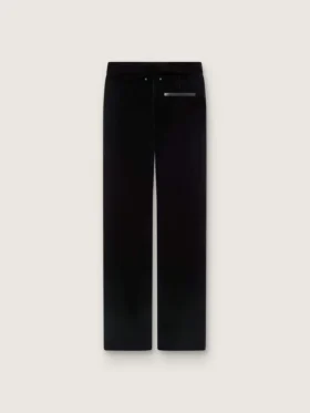 Slim-Fit-Hose mit ausgestelltem Bein aus schwarzem Baumwollsamt für Damen
