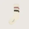 Socken in gealtertem Weiß mit mehrfarbigen Streifen