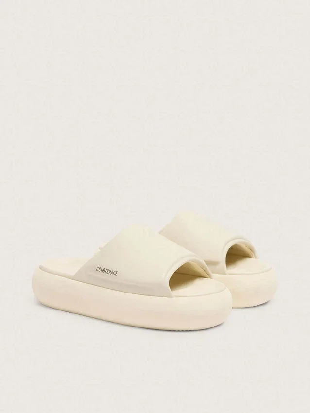 Space-Star-Slipper für Damen aus weißem Leder