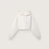 Star Damen-Cropped-Kapuzen-Sweatshirt aus grau melierter Baumwolle